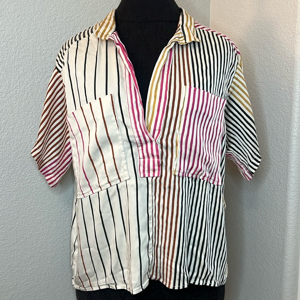 Striped Short Sleeve Made In Italy Size 40